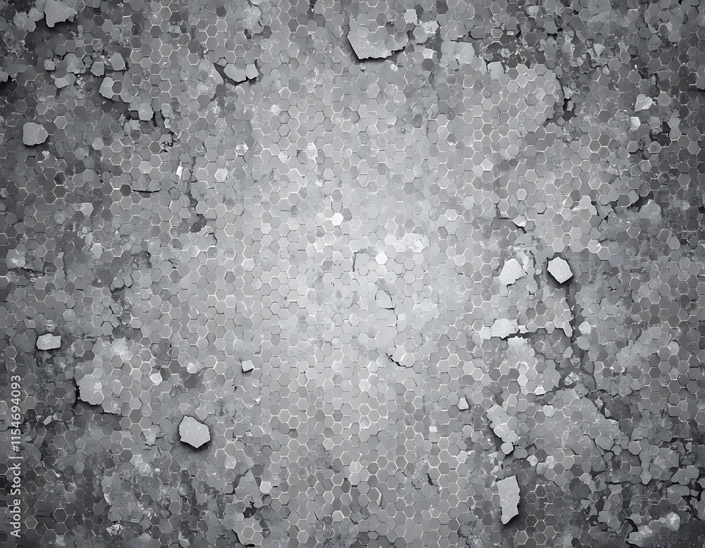 Obraz premium Grey Hexagonal Patterned Surface Showing Decay