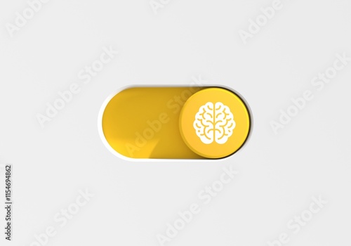 Wallpaper Mural Toggle switch button to turn on brain activity. Active mental, intellectual and thinking. Artificial intelligence and machine learning concept. 3D render Torontodigital.ca