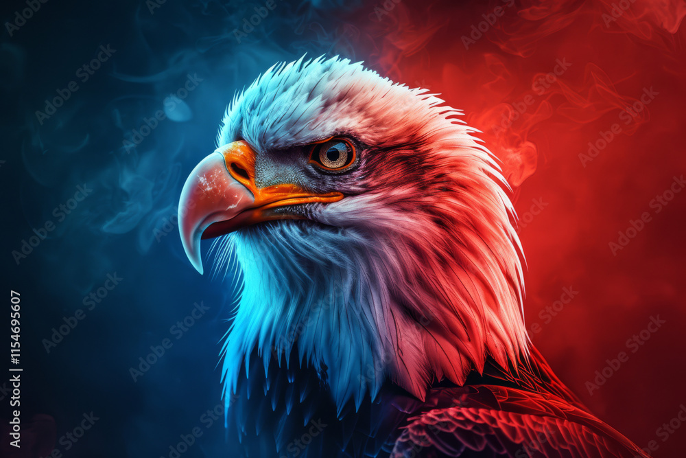 A bald eagle soaring in the sky with its wings spread wide, showcasing its sharp beak, yellow eyes, and detailed feathers against a bright sunlit background, symbolizing strength and freedom A bald eagle soaring in the sky with its wings spread wide, showcasing its sharp beak, yellow eyes, and detailed feathers against a bright sunlit background, symbolizing strength and freedom