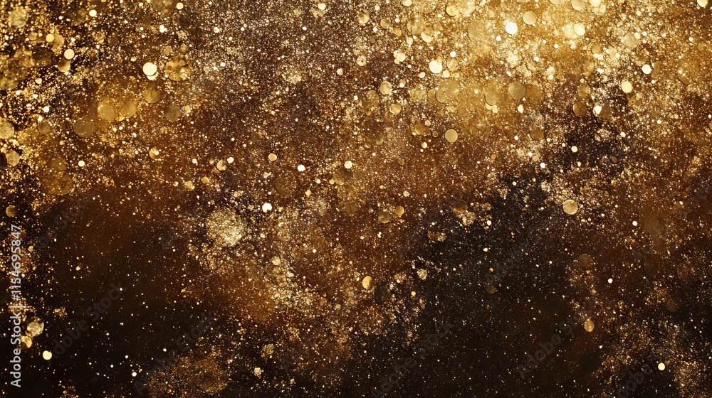 Abstract gold glitter texture background with shimmering sparkle and radiant metallic shine, perfect for elegant festive designs, luxury invitations, and glamorous creative projects