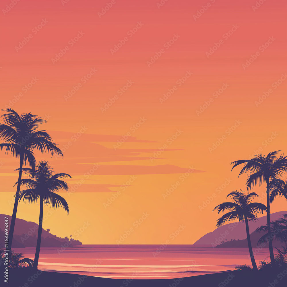 Tropical Beach with Palm Trees at Sunset Tropical Beach with Palm Trees at Sunset