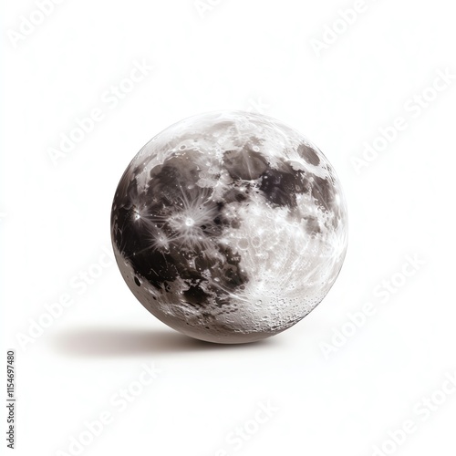 Realistic moon model, white isolate background photo