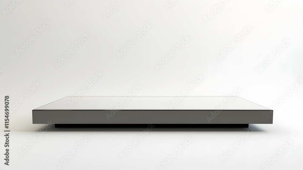 A large, polished podium with a glass surface, placed on a plain white background A large, polished podium with a glass surface, placed on a plain white background