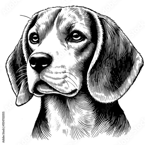 Hand drawn cute Beagle portrait, vector sketch isolated on white background, SVG vector	