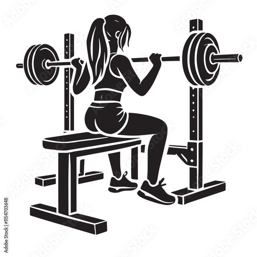 A girl sitting on a barbell vector