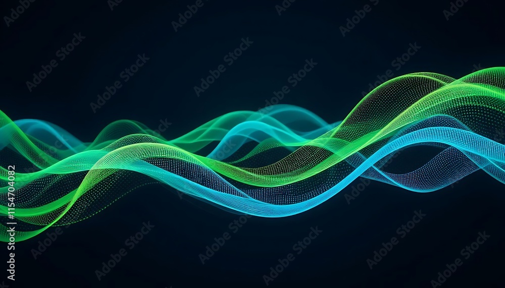 Naklejka premium Abstract Green and Blue Waves Flowing Dynamically