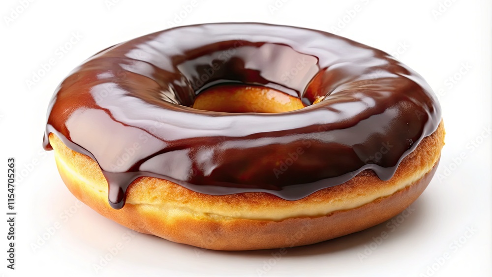 High-resolution image: A delectable chocolate donut stands out against a pristine white backdrop. High-resolution image: A delectable chocolate donut stands out against a pristine white backdrop.