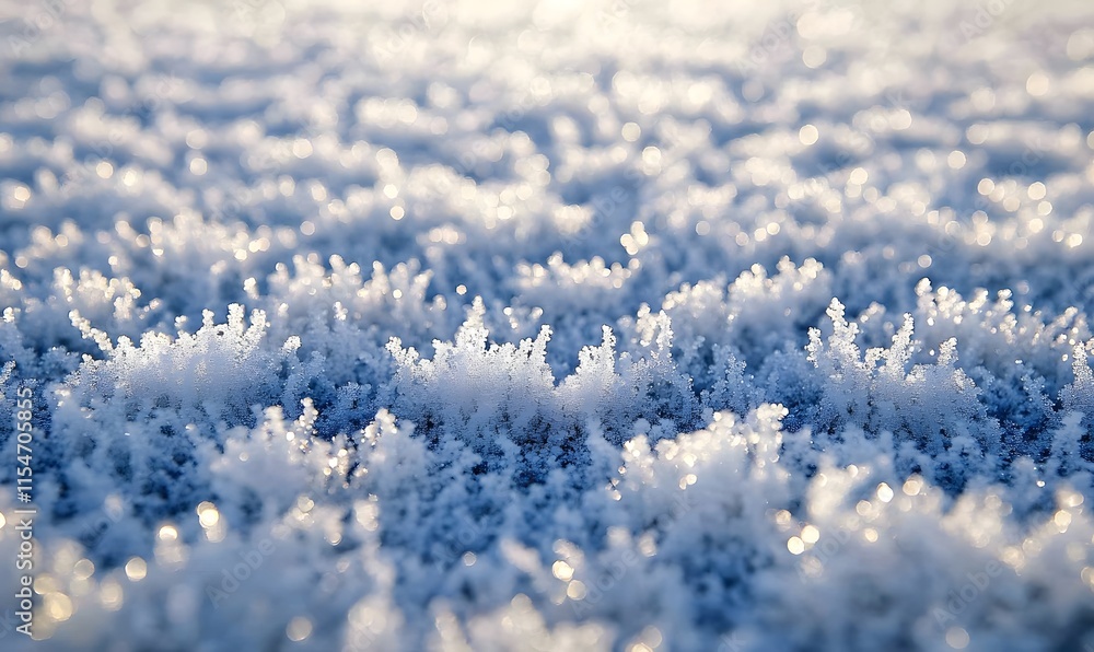 Close-up of frost crystals on ground, sparkling in sunlight. Close-up of frost crystals on ground, sparkling in sunlight.
