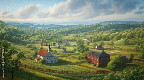 Wallpaper Mural Serene Rural Landscape with Lush Green Fields and Rolling Hills Torontodigital.ca