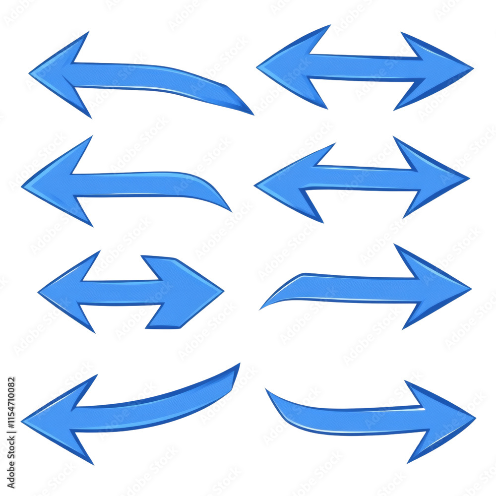 A set of blue arrows pointing in different directions A set of blue arrows pointing in different directions