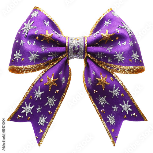 Purple decorative bow with star design photo