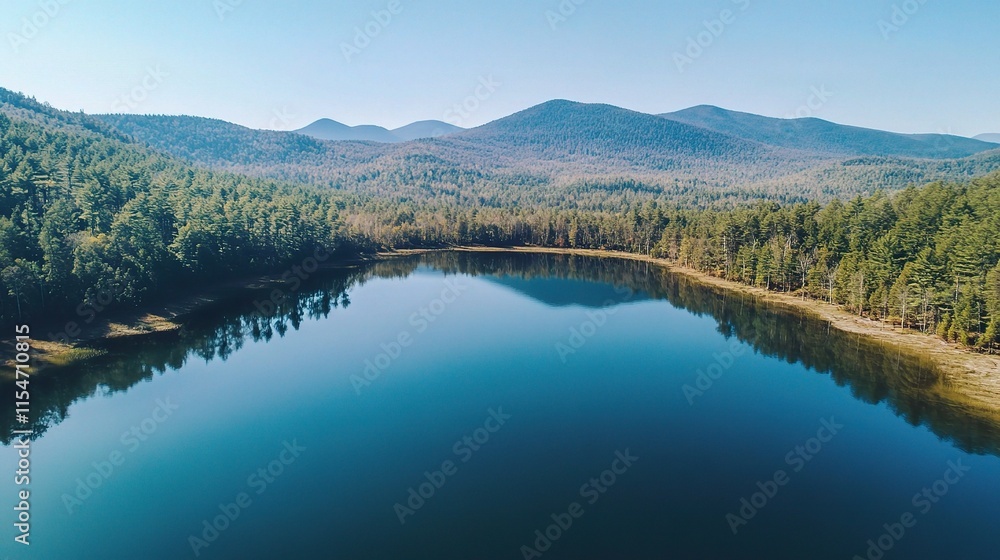 Fototapeta premium Breathtaking Aerial View of Pristine Alpine Lake in Nature