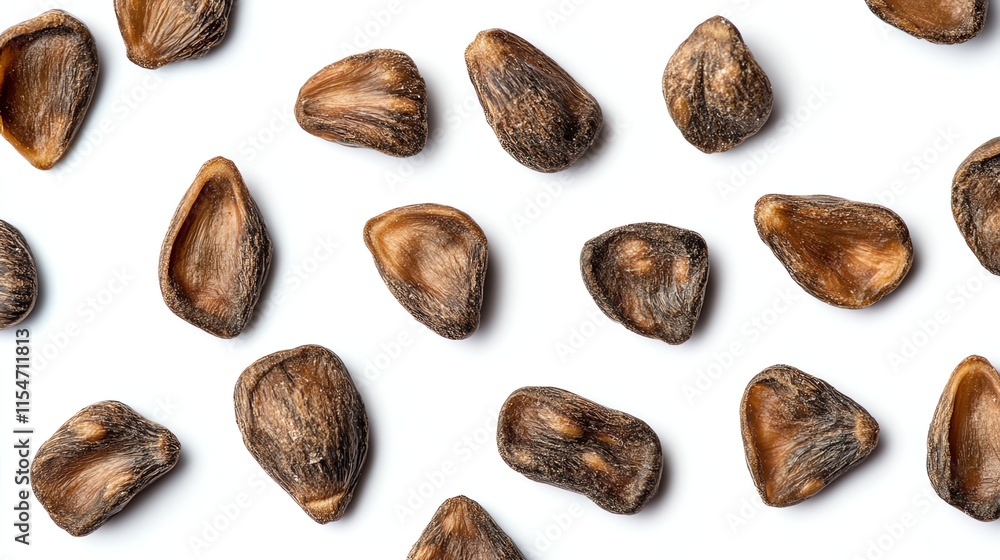 Various seeds arranged on a white isolated background. Various seeds arranged on a white isolated background.