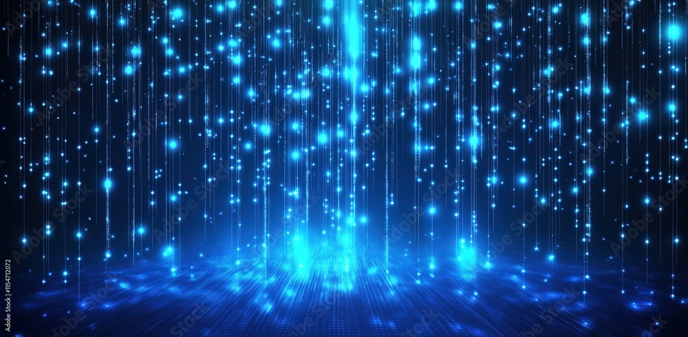 Abstract Blue Background with Glowing Polygon Grid and Data Transmission Concept. Vector Illustration of Big Data with AI Digitalism and Organic Nature Blend Abstract Blue Background with Glowing Polygon Grid and Data Transmission Concept. Vector Illustration of Big Data with AI Digitalism and Organic Nature Blend