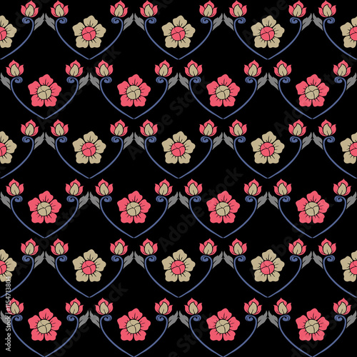Wallpaper Mural Geometric, seamless, traditional ethnic, thai pattern, fabric pattern for textiles, rugs, wallpaper, clothing, sarong, batik, wrapping, embroidery, print, background, cover, illustration, vector.
 Torontodigital.ca