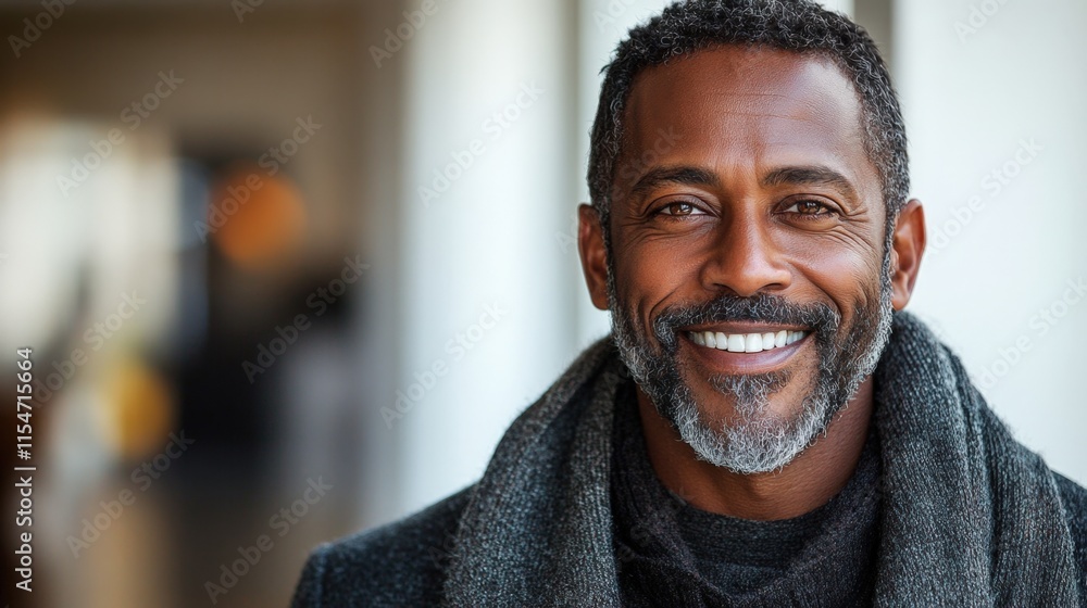 Happy mature African American man smiling. Happy mature African American man smiling.