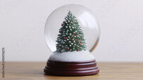 a small decorative snow globe with a Christmas tree inside