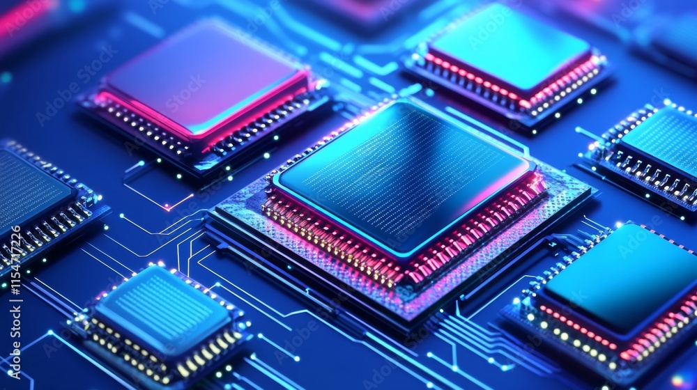 Abstract Digital Chips in Studio Lighting Setup Abstract Digital Chips in Studio Lighting Setup