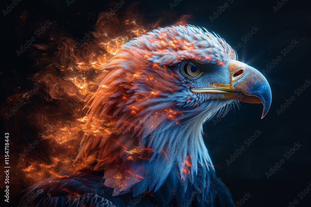 Golden eagle soaring in the sky with sharp beak and intense eyes, a powerful bird of prey in nature's wild beauty Golden eagle soaring in the sky with sharp beak and intense eyes, a powerful bird of prey in nature's wild beauty