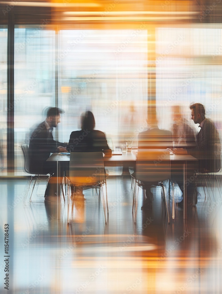 Dynamic Business Collaboration: Blurred Team Meeting Through Glass Wall. Creative Abstract Background Showcasing Strategic Planning, Teamwork, and Success in Modern Office Setting. AI-Generated Design Dynamic Business Collaboration: Blurred Team Meeting Through Glass Wall. Creative Abstract Background Showcasing Strategic Planning, Teamwork, and Success in Modern Office Setting. AI-Generated Design