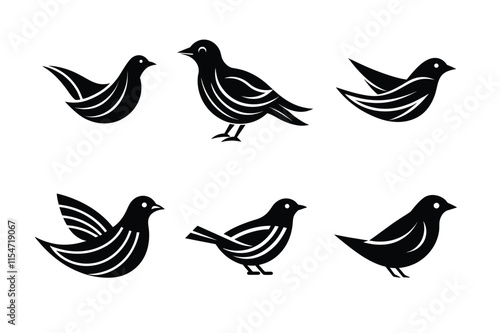 set of birds vector file