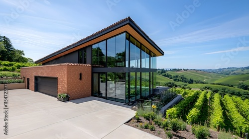 Modern Glass House Vineyard View
