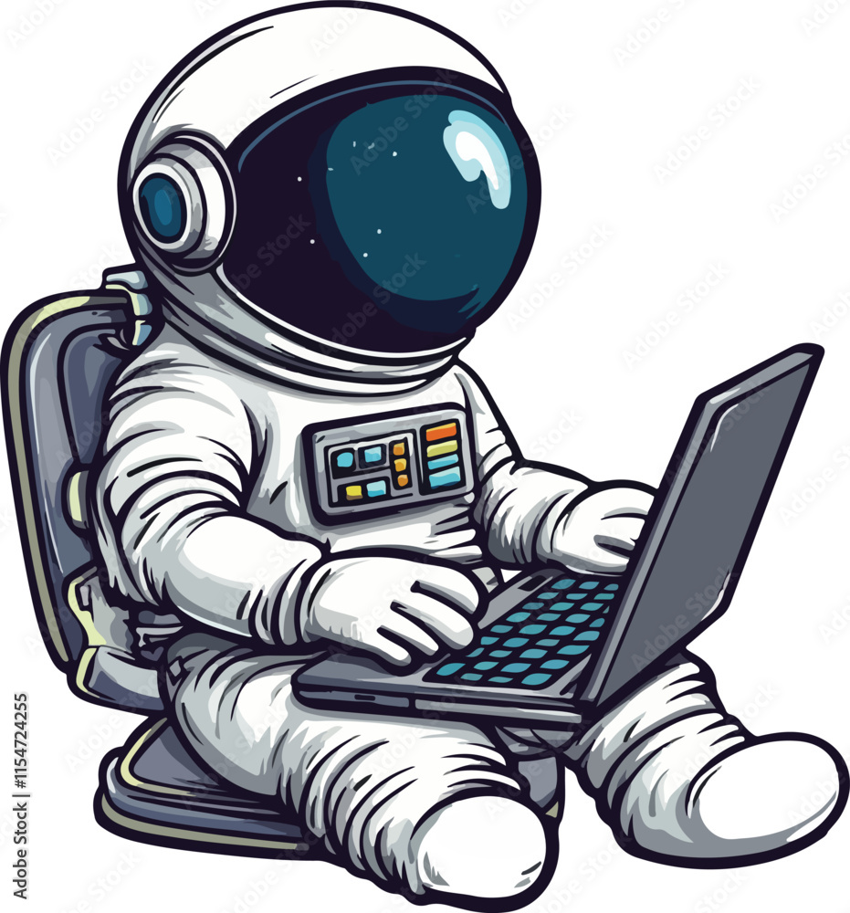 Fototapeta premium Cute Astronaut cartoon vector on white background