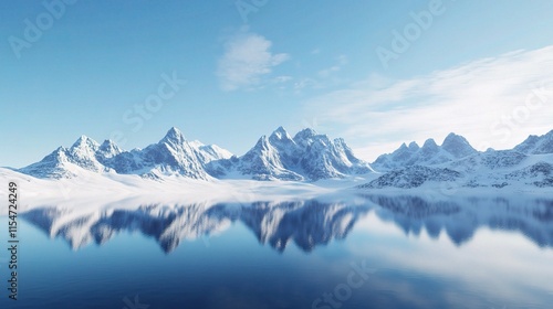 Wallpaper Mural Snow-Capped Mountain Peaks Under a Clear Blue Sky Reflection Torontodigital.ca