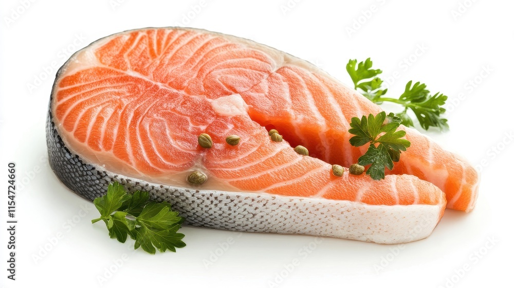 Fresh Salmon Steak with Parsley and Caper Vinaigrette Fresh Salmon Steak with Parsley and Caper Vinaigrette