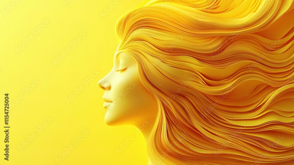 Dynamic Yellow Abstract Background with Flowing Hair Design Dynamic Yellow Abstract Background with Flowing Hair Design