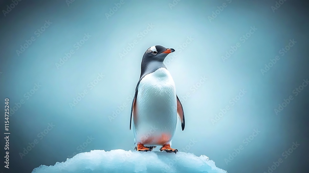 Obraz premium Gentoo Penguin on Ice, Antarctic Wildlife - Wildlife photography