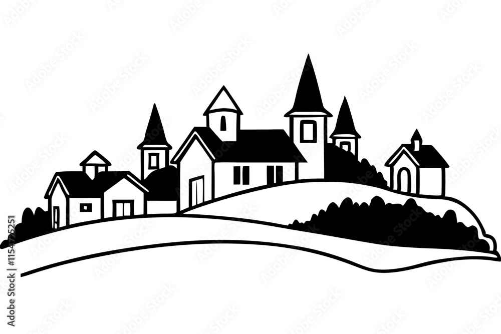 Naklejka premium vector illustration of a village