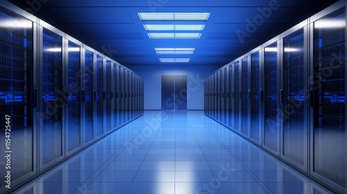 Modern Server Room with Minimalist Design and Lighting