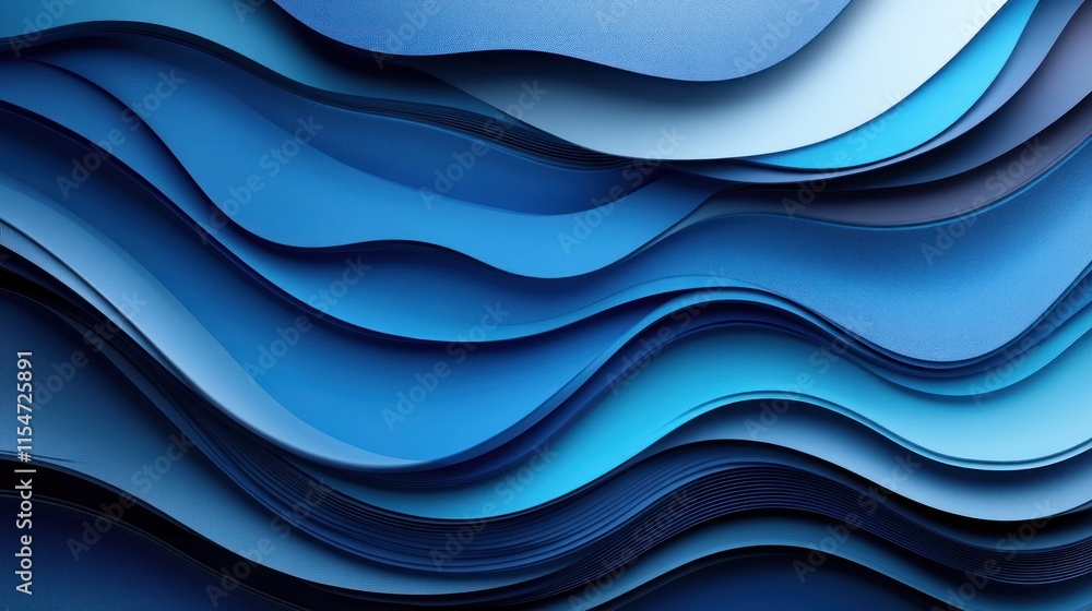 Fototapeta premium Abstract 3d render background with fluid shapes and blue metallic reflections. modern luxury illustration suitable for backgrounds.