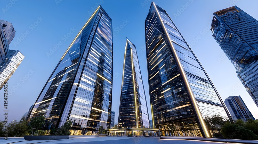 Fototapeta premium Modern Skyscrapers at Dusk