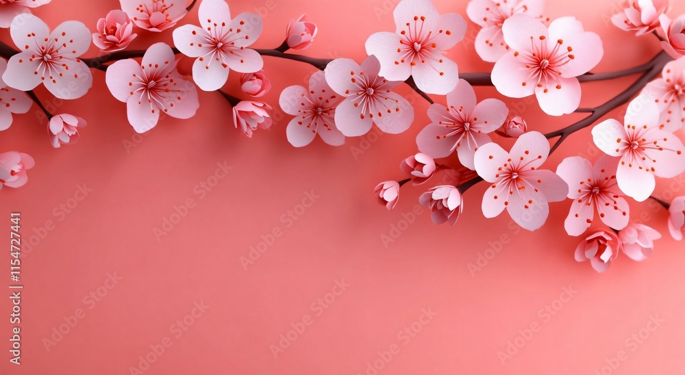 Elegant cherry blossoms on soft pink, ideal for spring aesthetics, weddings, or Chinese New Year decorations, celebrating tranquility and natural beauty. Elegant cherry blossoms on soft pink, ideal for spring aesthetics, weddings, or Chinese New Year decorations, celebrating tranquility and natural beauty.