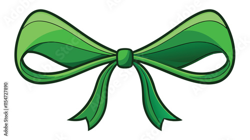 Classic green bow with long flowing tails.