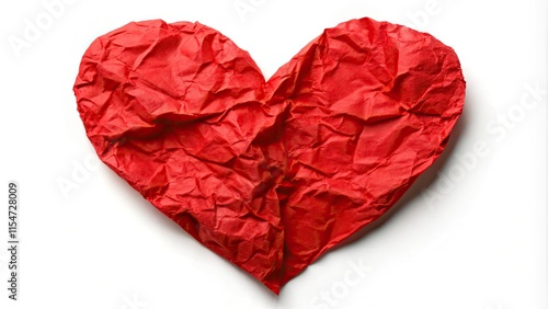 Wallpaper Mural Isolated white backdrop showcases damaged paper hearts;  a poignant visual metaphor for love's loss and despair. Torontodigital.ca