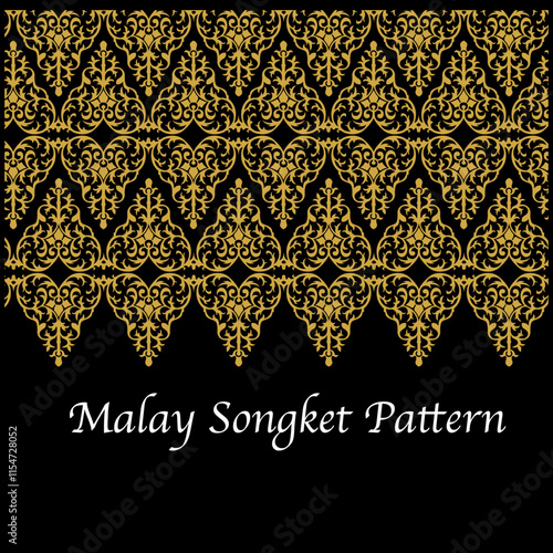 beautiful simple vintage classic songket seamless floral pattern vector traditional tribal Malay ornament wallpaper fabric design pixelated embroidery texture