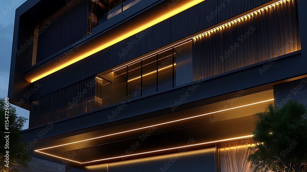 Obraz premium Luxurious modern house exterior featuring stylish and creative architecture