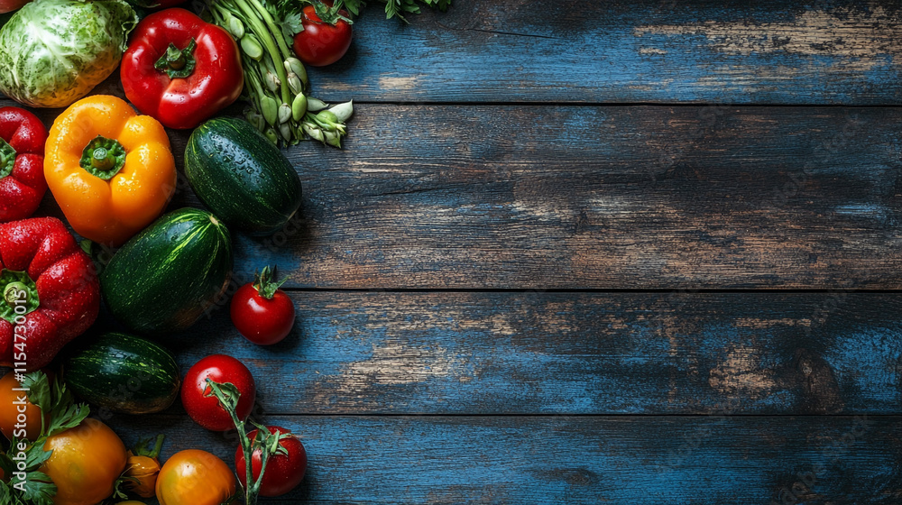 Vibrant Fresh Vegetables on Rustic Wooden Surface. A colorful arrangement of fresh vegetables including peppers, cucumbers, and tomatoes on a rustic wooden background. Vibrant Fresh Vegetables on Rustic Wooden Surface. A colorful arrangement of fresh vegetables including peppers, cucumbers, and tomatoes on a rustic wooden background.