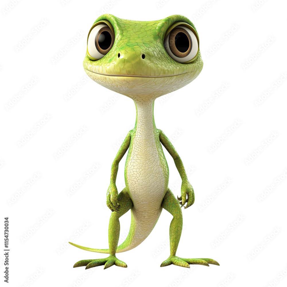 Cute Cartoon Gecko Reptile Character 3D Render Green Lizard Adorable Friendly Big Eyes Funny Animal Cute Cartoon Gecko Reptile Character 3D Render Green Lizard Adorable Friendly Big Eyes Funny Animal