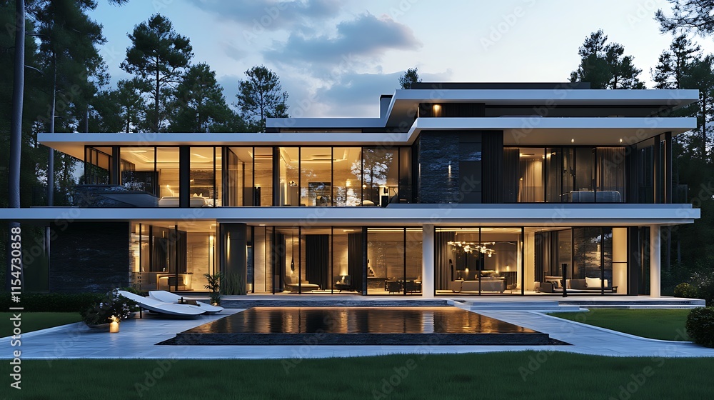Captivating image of a luxurious and modern home with sleek architectural elements Captivating image of a luxurious and modern home with sleek architectural elements