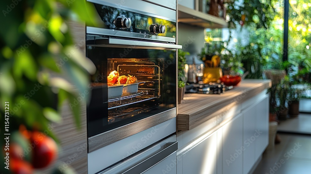 Modern kitchen with oven and fresh ingredients. Modern kitchen with oven and fresh ingredients.