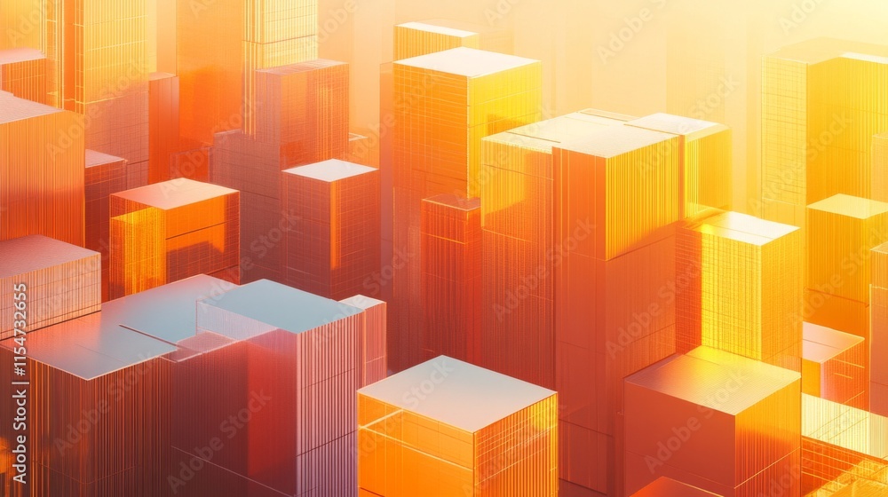 Dynamic Warm Light Over Abstract Building Composition