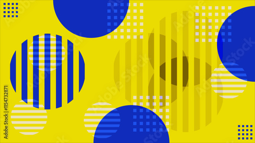 Blue ellipses and squares with yellow color background