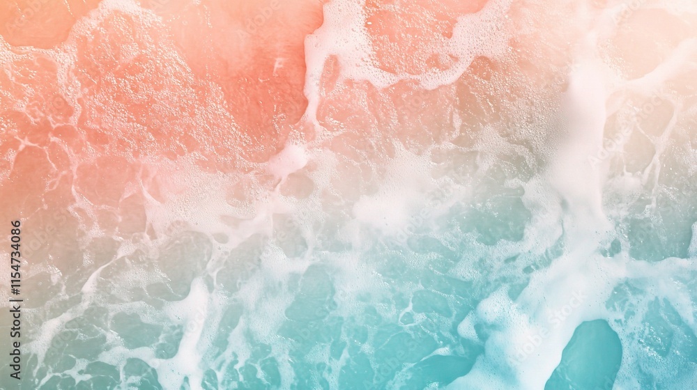 Fototapeta premium Summer Beach Watercolor Background with Soft Hues and Waves