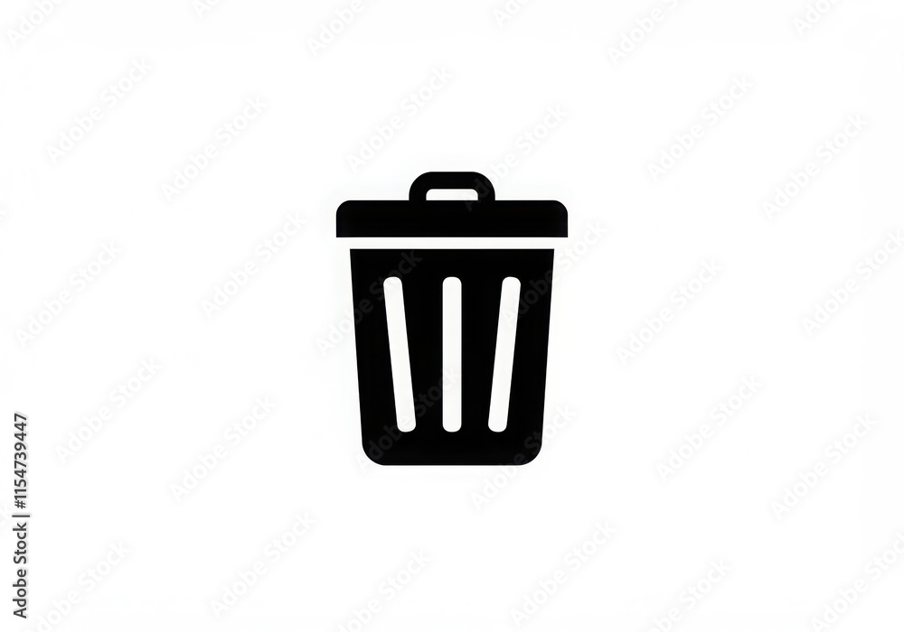trash can icon, minimalist design, black and white, simple lines, vector graphic style, solid fill trash can icon, minimalist design, black and white, simple lines, vector graphic style, solid fill