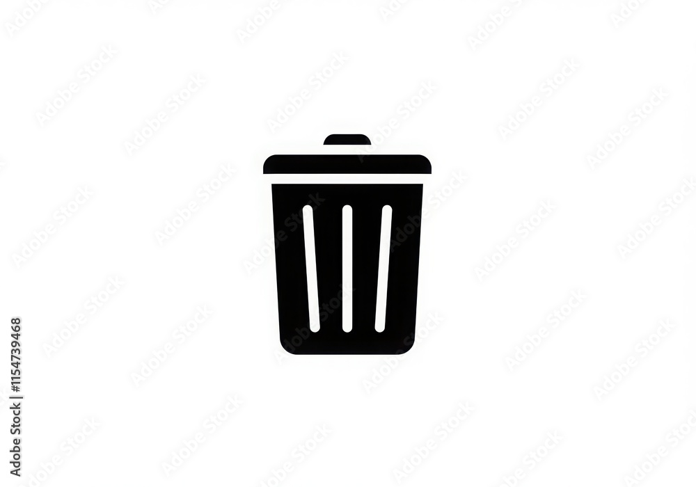 trash can icon, minimalist design, black and white, simple lines, vector graphic style, solid fill trash can icon, minimalist design, black and white, simple lines, vector graphic style, solid fill