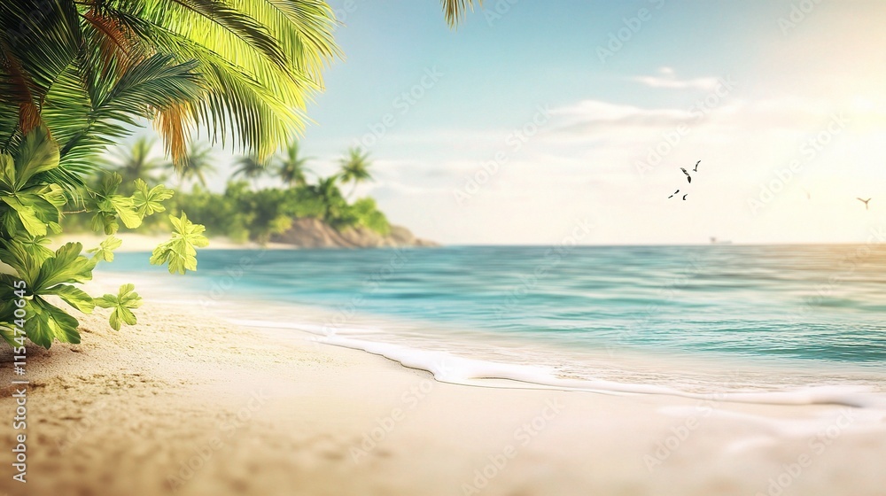 custom made wallpaper toronto digitalSerene Tropical Beach with Calm Waters and Lush Greenery